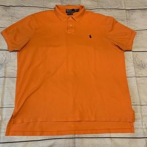 Polo Ralph Lauren Mens Size XXL Custom Fit Pima Cotton Stretch Mesh Shirt Orange